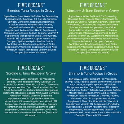 Show full view: Solid Gold Five Oceans Variety Pack Grain-Free Shreds in Gravy Wet Cat Food, 3-oz can, case of 12 slide 7 of 10