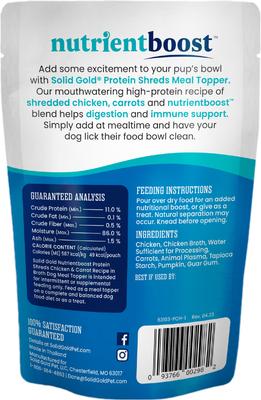 Show full view: Solid Gold Protein Shred with Real Chicken & Vegetables Dog Food Topping, 3-oz bag, 12 count slide 9 of 10