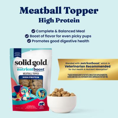 Show full view: Solid Gold Beef Flavor Gut Health High-Protein Wet Dog Food Topper, 10.5-oz pouch slide 4 of 10