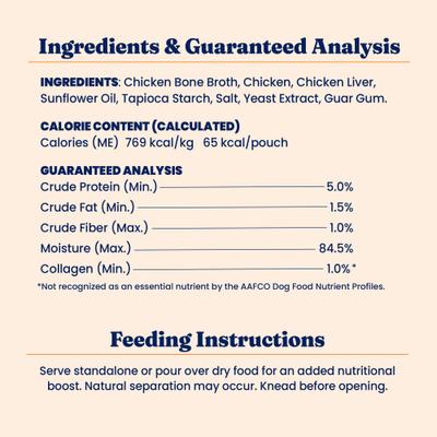 Show full view: Solid Gold Bone Broth Chicken Shreds Grain-Free Wet Cat Food Topper, 3-oz pouch, case of 12 slide 8 of 10