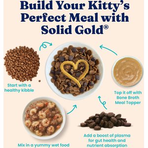 Solid Gold Bone Broth Chicken Shreds Grain-Free Wet Cat Food Topper, 3-oz pouch, case of 12