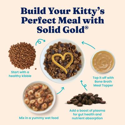 Show full view: Solid Gold Bone Broth Salmon Shreds Grain-Free Wet Cat Food Topper, 3-oz pouch, case of 12 slide 8 of 10