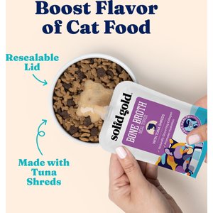 Solid Gold Bone Broth Chicken Shreds Grain-Free Wet Cat Food Topper, 3-oz pouch, case of 12