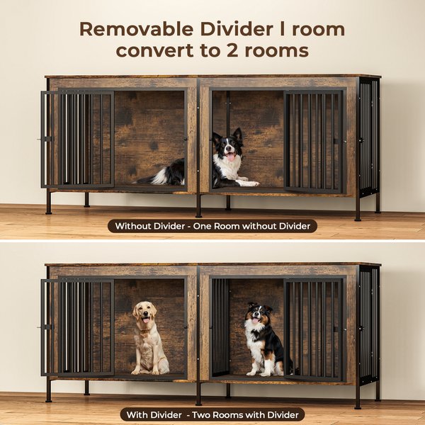Show full view: Xbrigh Crate for 2 Dogs, Brown, Large:78-in slide 5 of 6