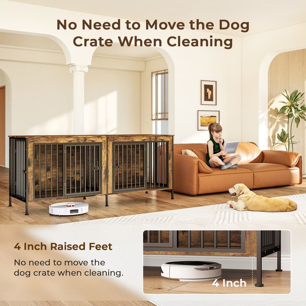 Show full view: Xbrigh Crate for 2 Dogs, Brown, Large:78-in slide 3 of 6