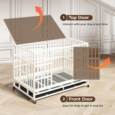 Show full view: Xbrigh Heavy Duty Indestructible Escape Proof Steel Dog Crate, White, Large: 48-in slide 3 of 8