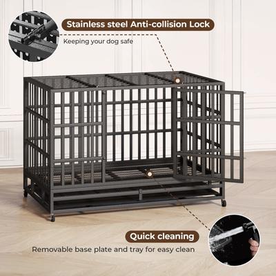 Xbrigh Heavy Duty Indestructible Escape Proof Steel Dog Crate