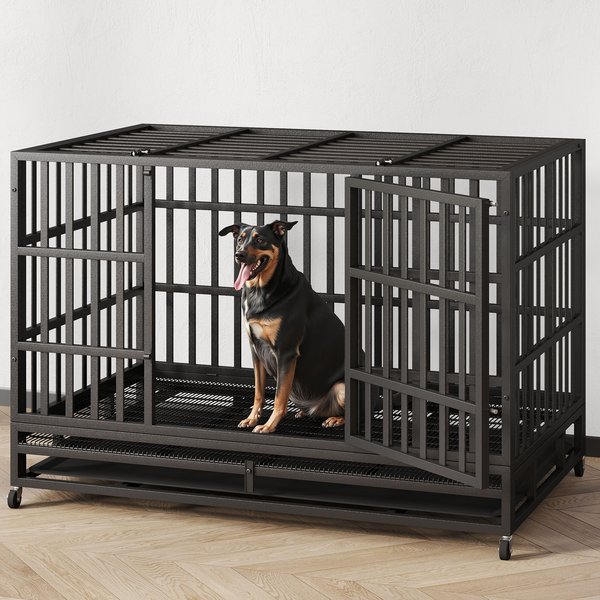Show full view: Xbrigh Heavy Duty Indestructible Escape Proof Steel Dog Crate, Black, Small: 38-in slide 2 of 6
