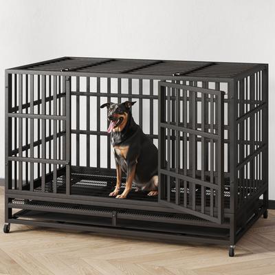 Show full view: Xbrigh Heavy Duty Indestructible Escape Proof Steel Dog Crate, Black, Large: 48-in slide 2 of 8