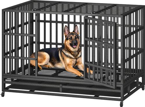 Xbrigh Heavy Duty Indestructible Escape Proof Steel Dog Crate