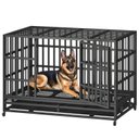 Xbrigh Heavy Duty Indestructible Escape Proof Steel Dog Crate, Black, Large: 48-in