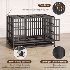 Xbrigh Heavy Duty Indestructible Escape Proof Steel Dog Crate, Black, Medium: 42-in slide 2 of 6