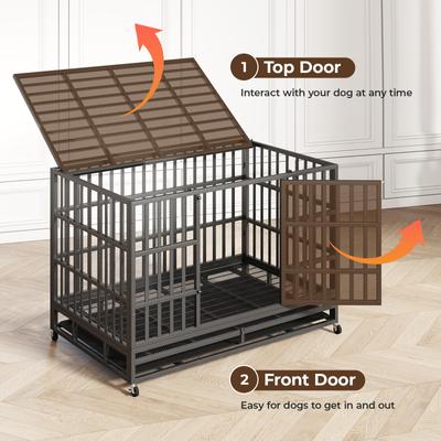 Xbrigh Heavy Duty Indestructible Escape Proof Steel Dog Crate