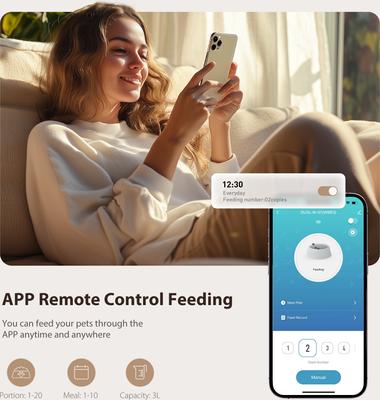 Show full view: IMIPAW Stainless Steel WIFI Automatic Cat& Dog Feeder, 3-L slide 5 of 11