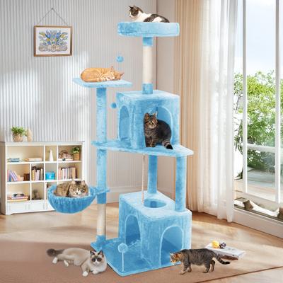 Show full view: TSCOMON Multi-Level 55-in Plush Cat Tree & Condo with Scratching Post, Blue slide 7 of 9