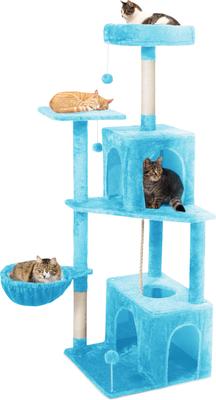 Show full view: TSCOMON Multi-Level 55-in Plush Cat Tree & Condo with Scratching Post, Blue slide 8 of 9