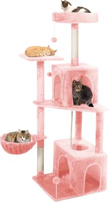 Show full view: TSCOMON Multi-Level 55-in Plush Cat Tree & Condo with Scratching Post, Pink slide 8 of 9