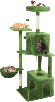 Show full view: TSCOMON Multi-Level 55-in Plush Cat Tree & Condo with Scratching Post, Green slide 8 of 9