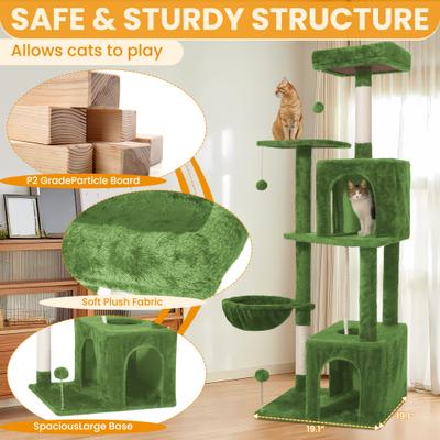 Show full view: TSCOMON Multi-Level 55-in Plush Cat Tree & Condo with Scratching Post, Green slide 3 of 9