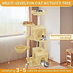 TSCOMON Multi-Level 55-in Plush Cat Tree & Condo with Scratching Post, Beige slide 2 of 8