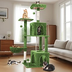 TSCOMON Multi-Level 55-in Plush Cat Tree & Condo with Scratching Post, Green slide 1 of 8