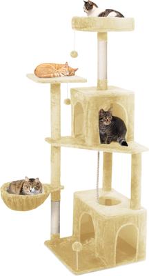 Show full view: TSCOMON Multi-Level 55-in Plush Cat Tree & Condo with Scratching Post, Beige slide 8 of 9