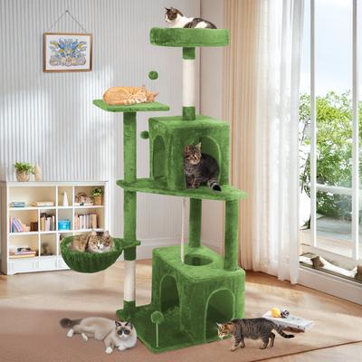 Show full view: TSCOMON Multi-Level 55-in Plush Cat Tree & Condo with Scratching Post, Green slide 7 of 9