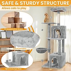 TSCOMON Multi-Level 55-in Plush Cat Tree & Condo with Scratching Post, Light Gray slide 2 of 8