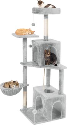 Show full view: TSCOMON Multi-Level 55-in Plush Cat Tree & Condo with Scratching Post, Light Gray slide 8 of 9