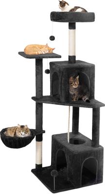 Show full view: TSCOMON Multi-Level 55-in Plush Cat Tree & Condo with Scratching Post, Black slide 9 of 10