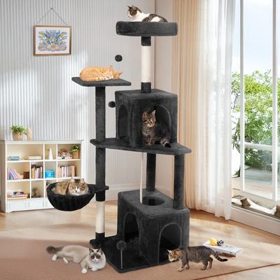 Show full view: TSCOMON Multi-Level 55-in Plush Cat Tree & Condo with Scratching Post, Black slide 8 of 10