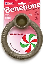 Benebone Christmas Ring Peppermint Tough Dog Chew Toy, Large