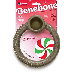Benebone Christmas Ring Peppermint Tough Dog Chew Toy, Large