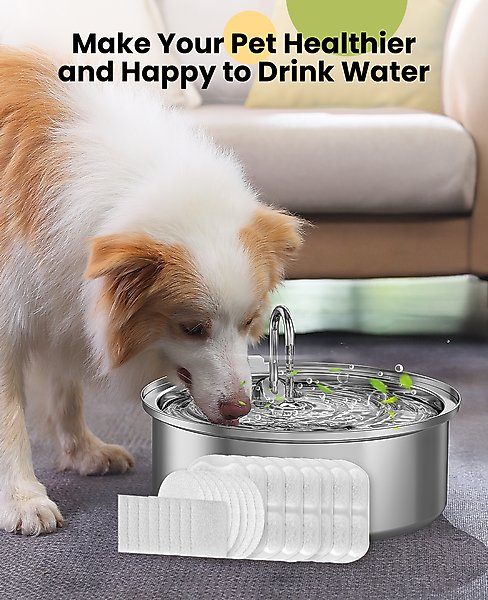 Show full view: OneIsAll Stainless Steel Dog & Cat Water Fountain Replacement Filters, 8 count, Large: 7-L slide 6 of 9