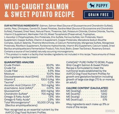 Show full view: CANIDAE Pure Grain-Free Puppy Real Salmon & Sweet Potato Dry Dog Food, 22-lb bag slide 5 of 9