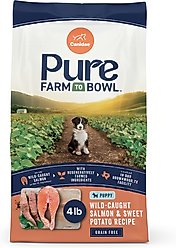CANIDAE Pure Farm to Bowl Grain-Free Puppy Real Salmon & Sweet Potato Dry Dog Food, 4-lb bag