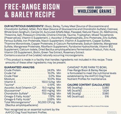 Show full view: CANIDAE Pure Real Bison & Barley Recipe Dry Dog Food, 22-lb bag slide 5 of 11