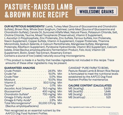Show full view: CANIDAE Pure Real Lamb & Brown Rice Recipe Dry Dog Food, 22-lb bag slide 5 of 10