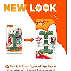 Nylabone Power Chew Easy-Hold Dog Dental Chew Toy Easy Hold Bacon, Large