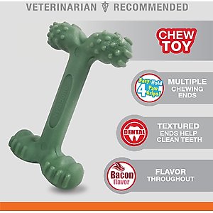 Nylabone Power Chew Easy-Hold Dog Dental Chew Toy Easy Hold Bacon, Large