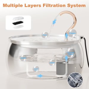 Casfuy PWS-161 Stainless Steel Swan-Neck Copper Spout Dog & Cat Water Fountain, 85-oz