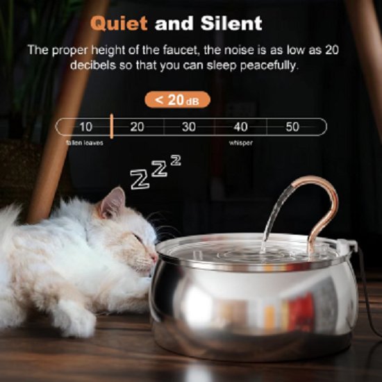 Show full view: Casfuy PWS-161 Stainless Steel Swan-Neck Copper Spout Dog & Cat Water Fountain, 85-oz slide 6 of 7