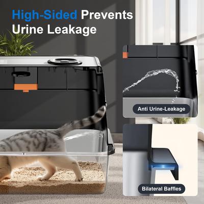 Show full view: Casfuy Rechargeable Stainless Steel Cat Litter Box with Smart Odor Control System, XX-Large, 70-L slide 7 of 9