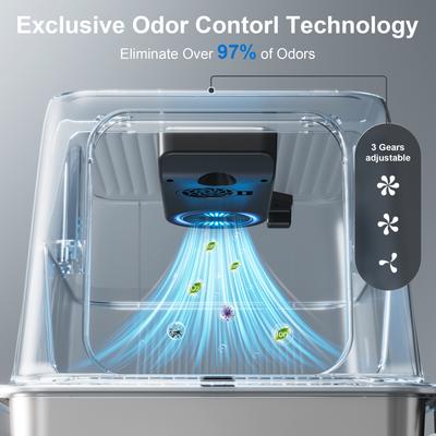 Show full view: Casfuy Rechargeable Stainless Steel Cat Litter Box with Smart Odor Control System, XX-Large, 70-L slide 2 of 9