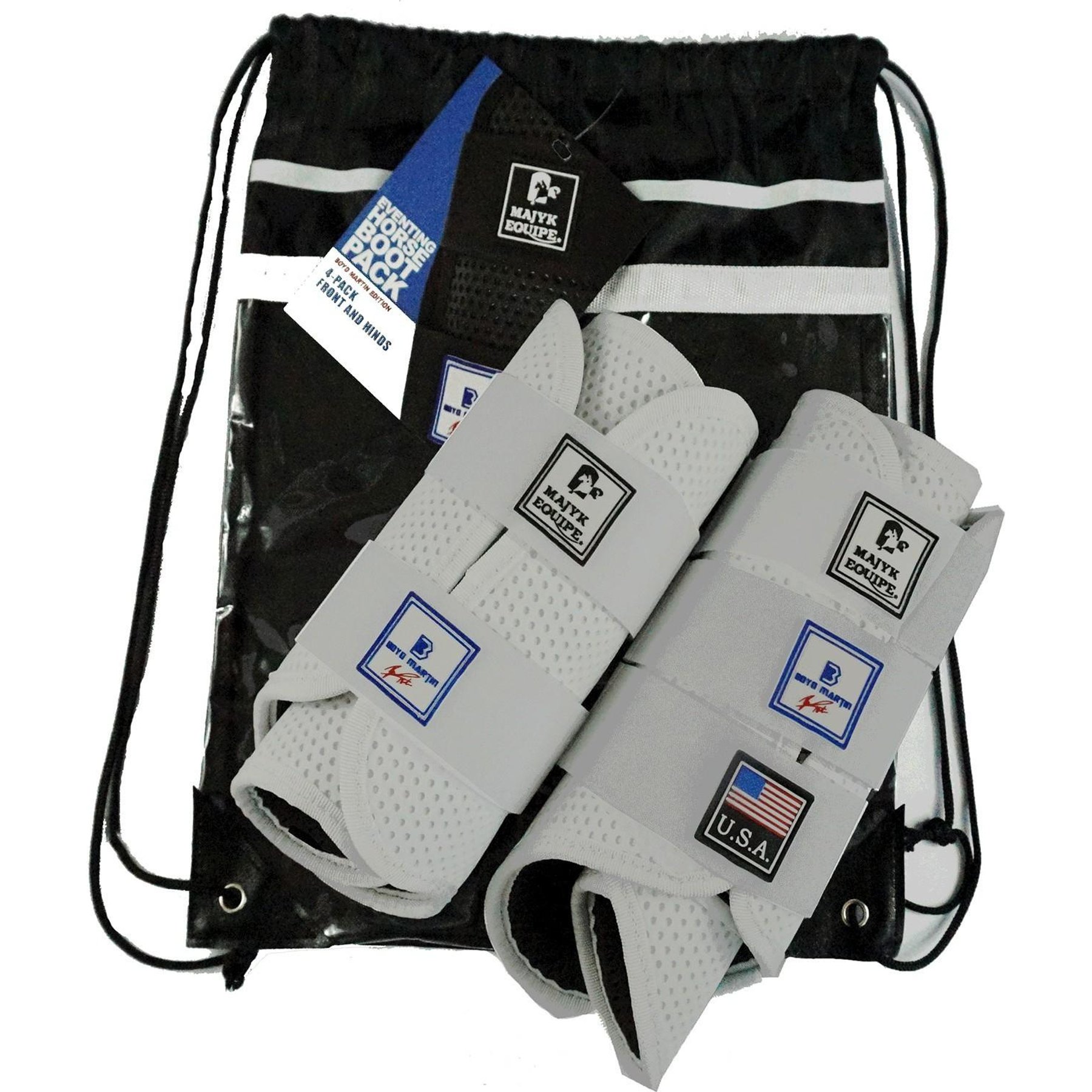Majyk Equipe Boyd Martin Black Eventing Kit Horse Boots, White, Large, 4 count