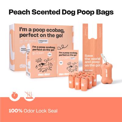 Show full view: Deo Doo 2 Dog Poop Bag Dispensers with Bags & Handles, 720 count, Peach Scented slide 6 of 6