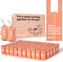 Deo Doo 2 Dog Poop Bag Dispensers with Bags & Handles, 720 count, Peach Scented
