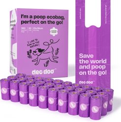 Deo Doo Dog Poop Bags with Handles, Lavender Scented, 360 count