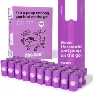 Deo Doo Dog Poop Bags with Handles, Lavender Scented, 360 count