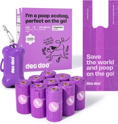 Deo Doo Dog Poop Bag Dispenser with Bags & Handles, 108 count, Lavender Scented